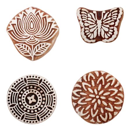 Set of 4 Piece New Mix Wooden Printing Block